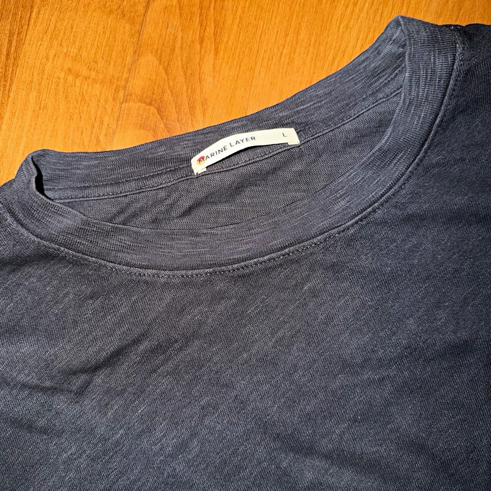NWOT Marine Layer Women's Black/Gray Crew Neck Short Sleeve Cotton Size L Crop